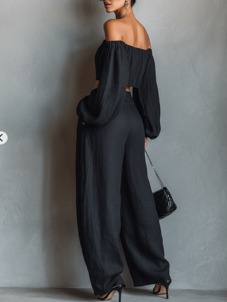 Tess™ - Ensemble Off-Shoulder avec Pantalon Large