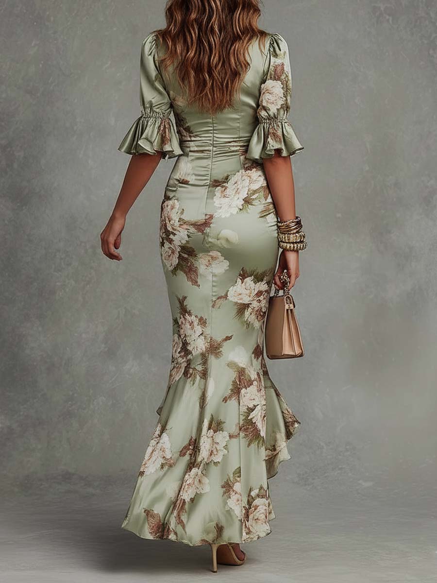 Hanna | Robe midi fluide imprimée col V