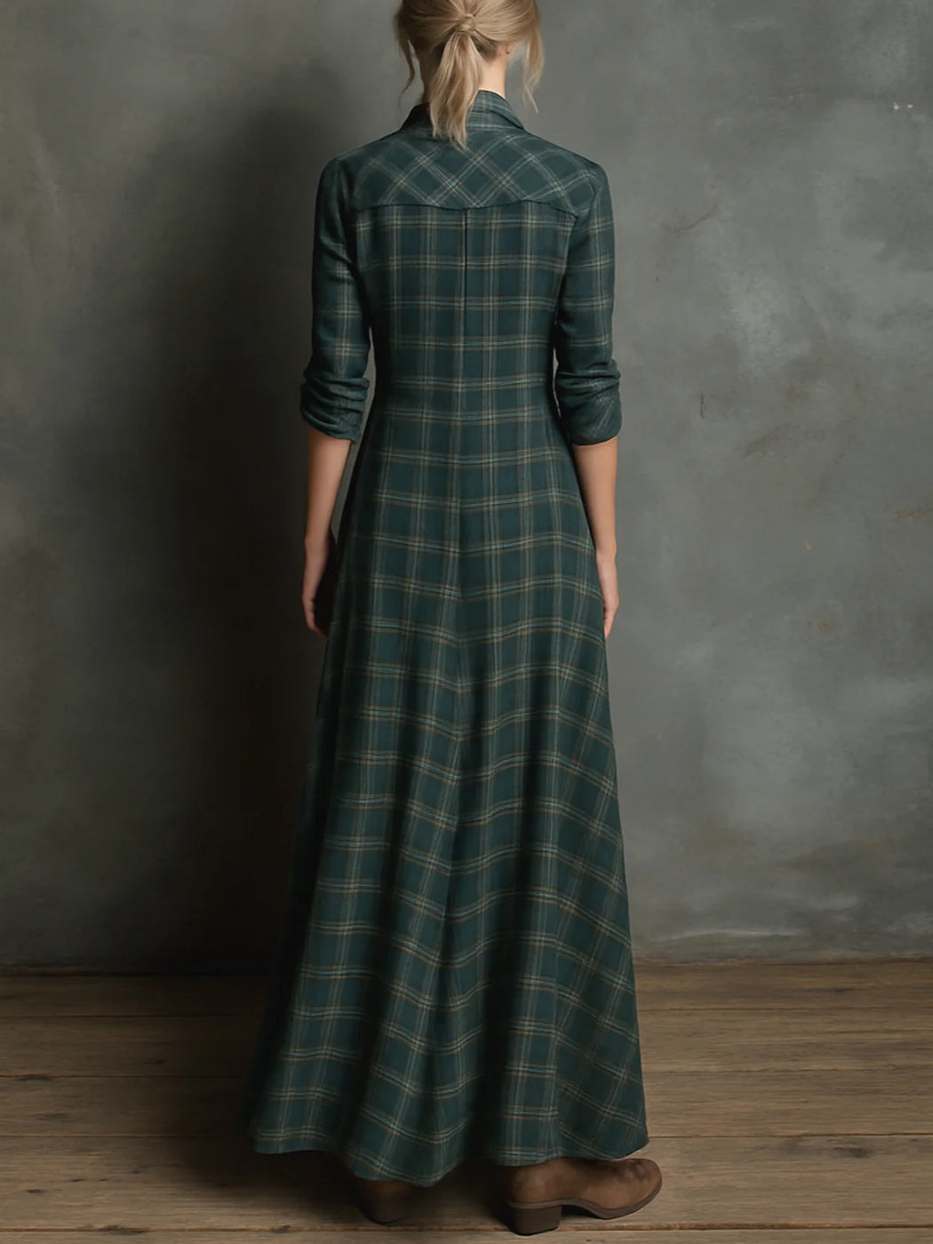 Rowena | Robe longue en tartan