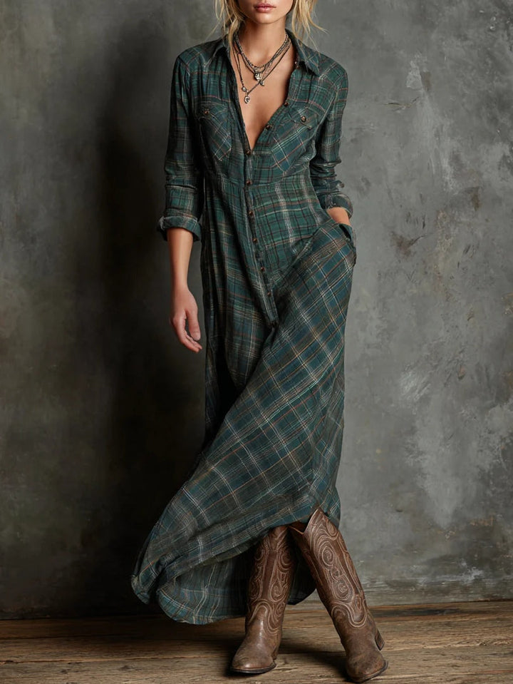 Rowena | Robe longue en tartan