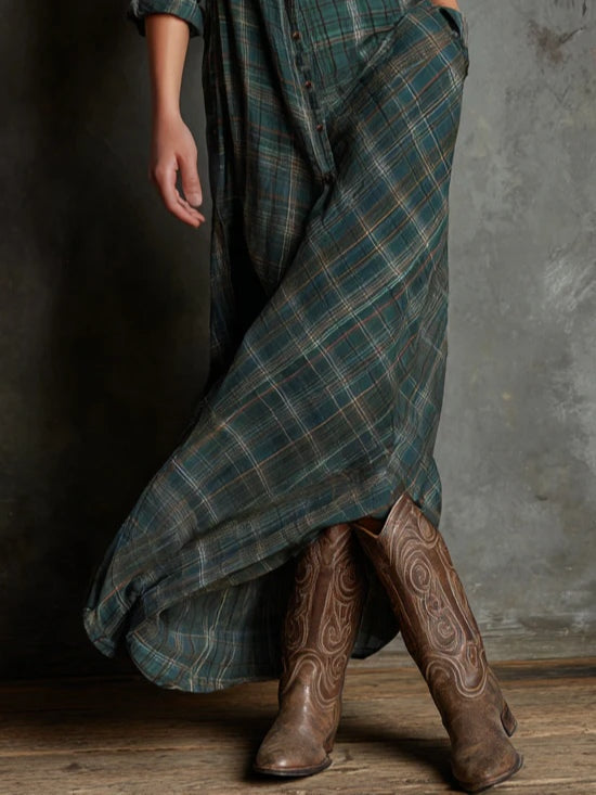 Rowena | Robe longue en tartan