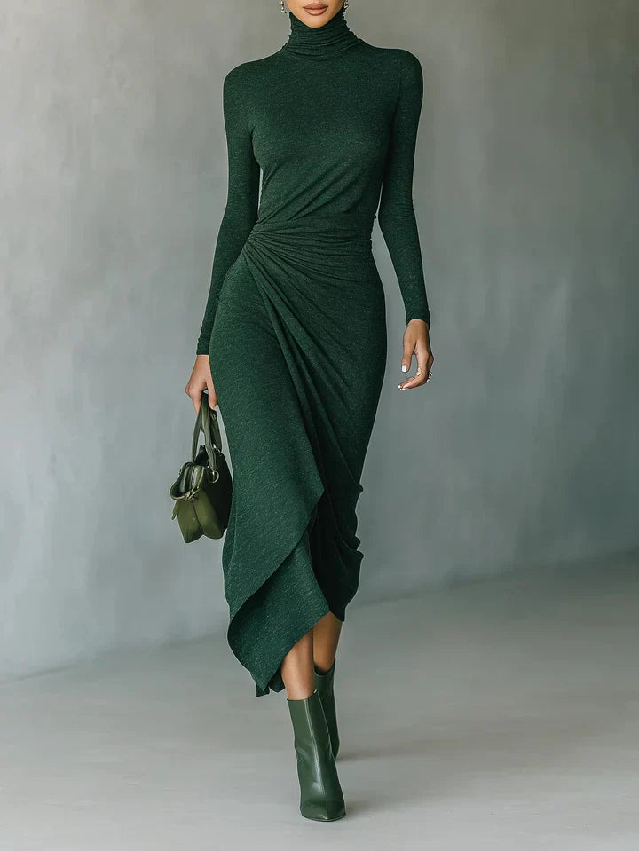 Gabriella | Robe midi à col roulé sculptée