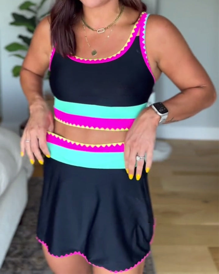 Myra | Maillot de bain élégant en trois pièces avec blocs de couleur