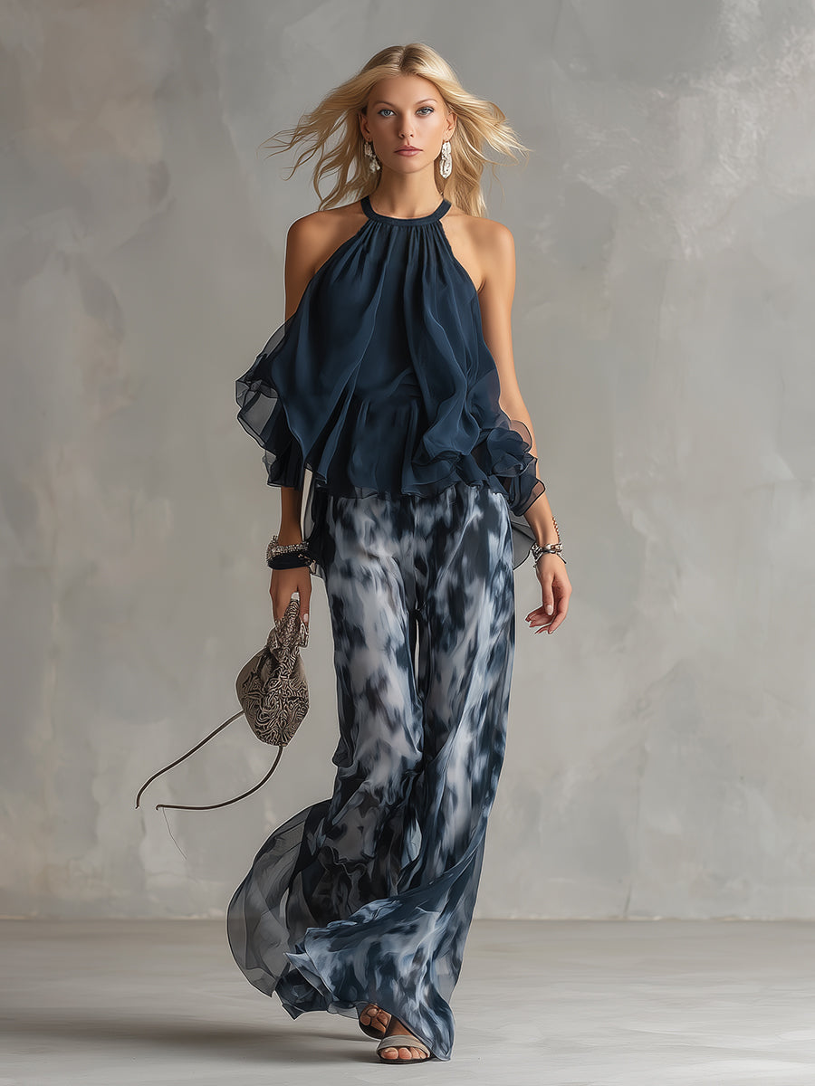 Maëlia | Ensemble fluide élégant avec pantalon à jambes larges