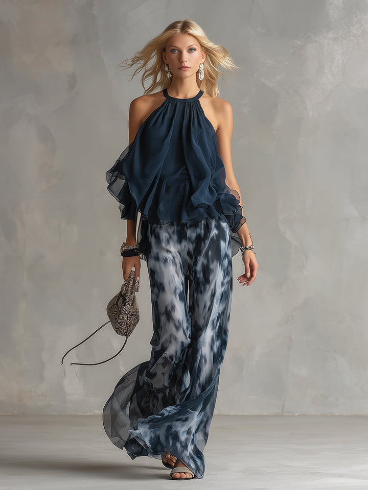Maëlia | Ensemble fluide élégant avec pantalon à jambes larges