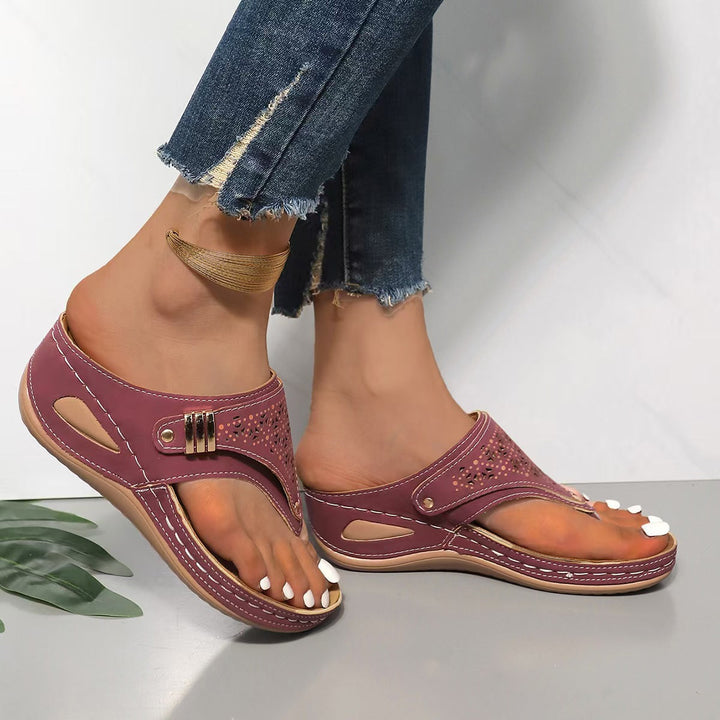 Sandales à Talon Wedge de Soutien avec Semelle Rembourrée et Confortable