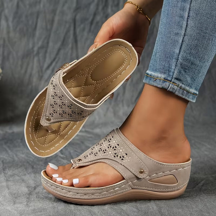 Sandales à Talon Wedge de Soutien avec Semelle Rembourrée et Confortable