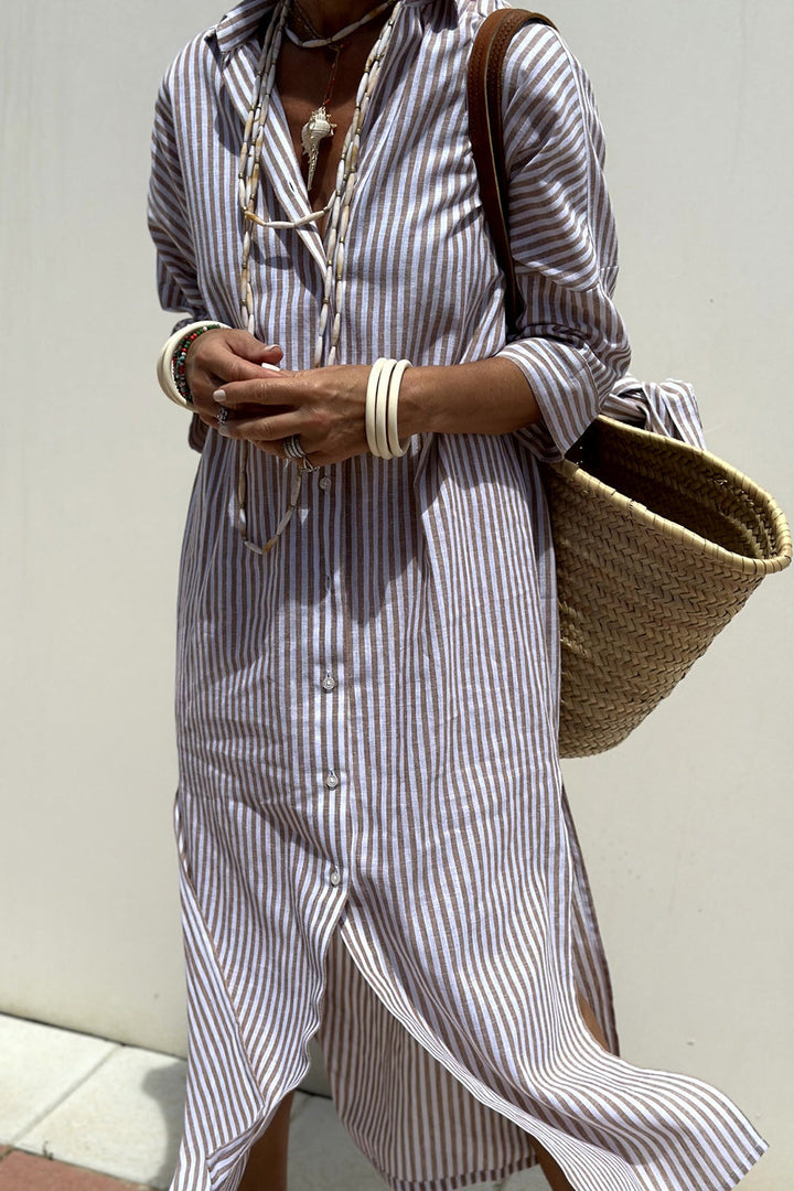 Corinne™ | Classique Robe Maxi Rayée