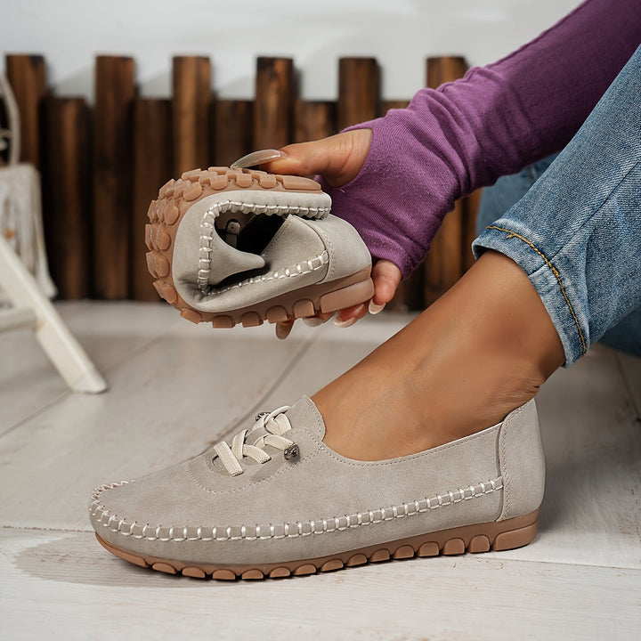 Mocassins Flexibles Légers en Suède Rose Doux Confort