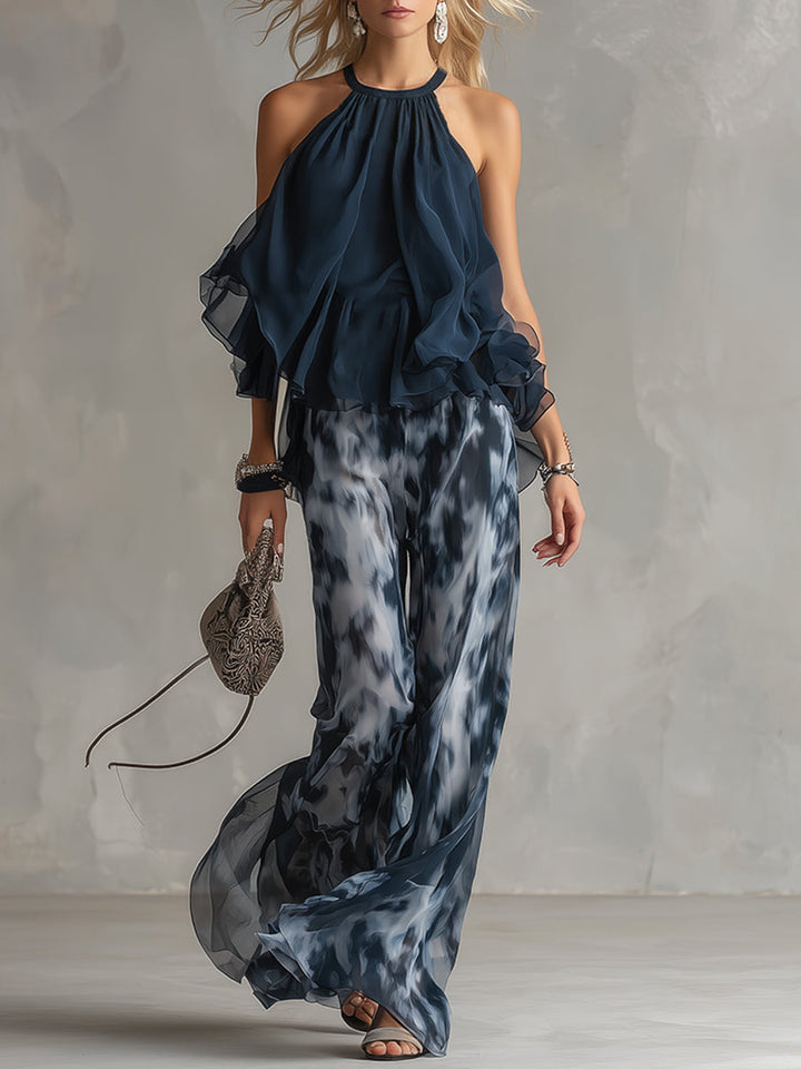 Maëlia | Ensemble fluide élégant avec pantalon à jambes larges