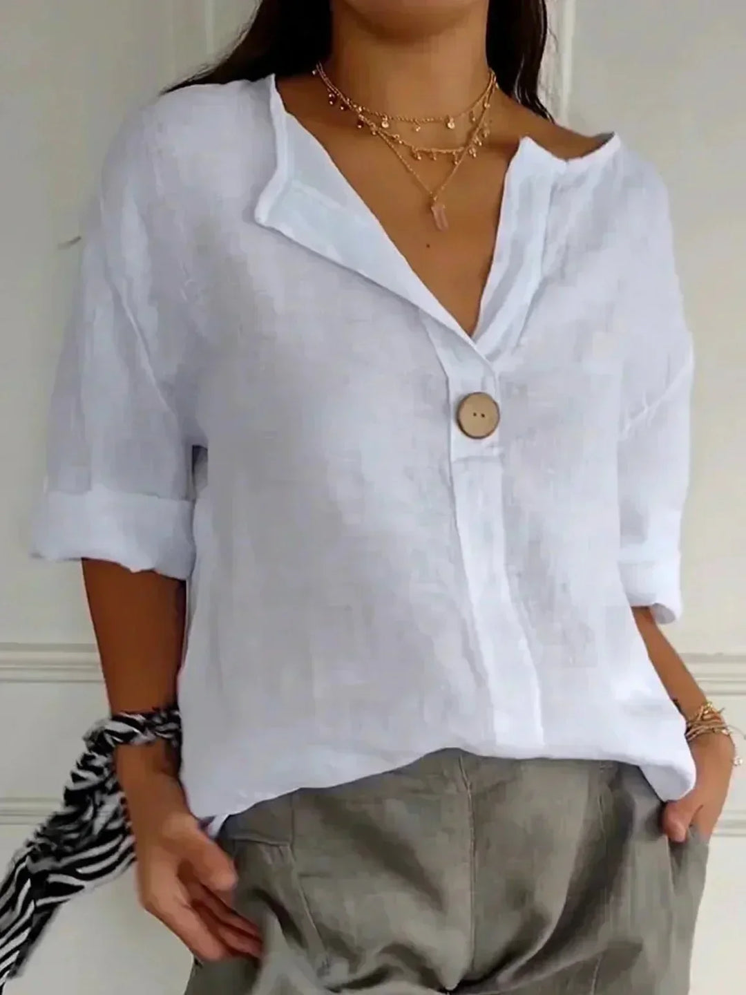 Zamma | Haut V-Neck Détendu