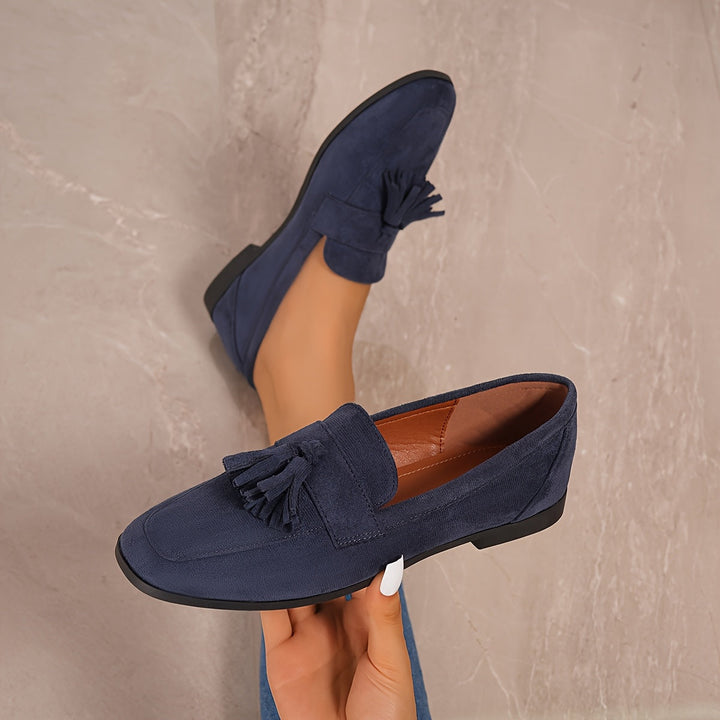 Mocassins Bleu Marine Confortables avec Talon Plat