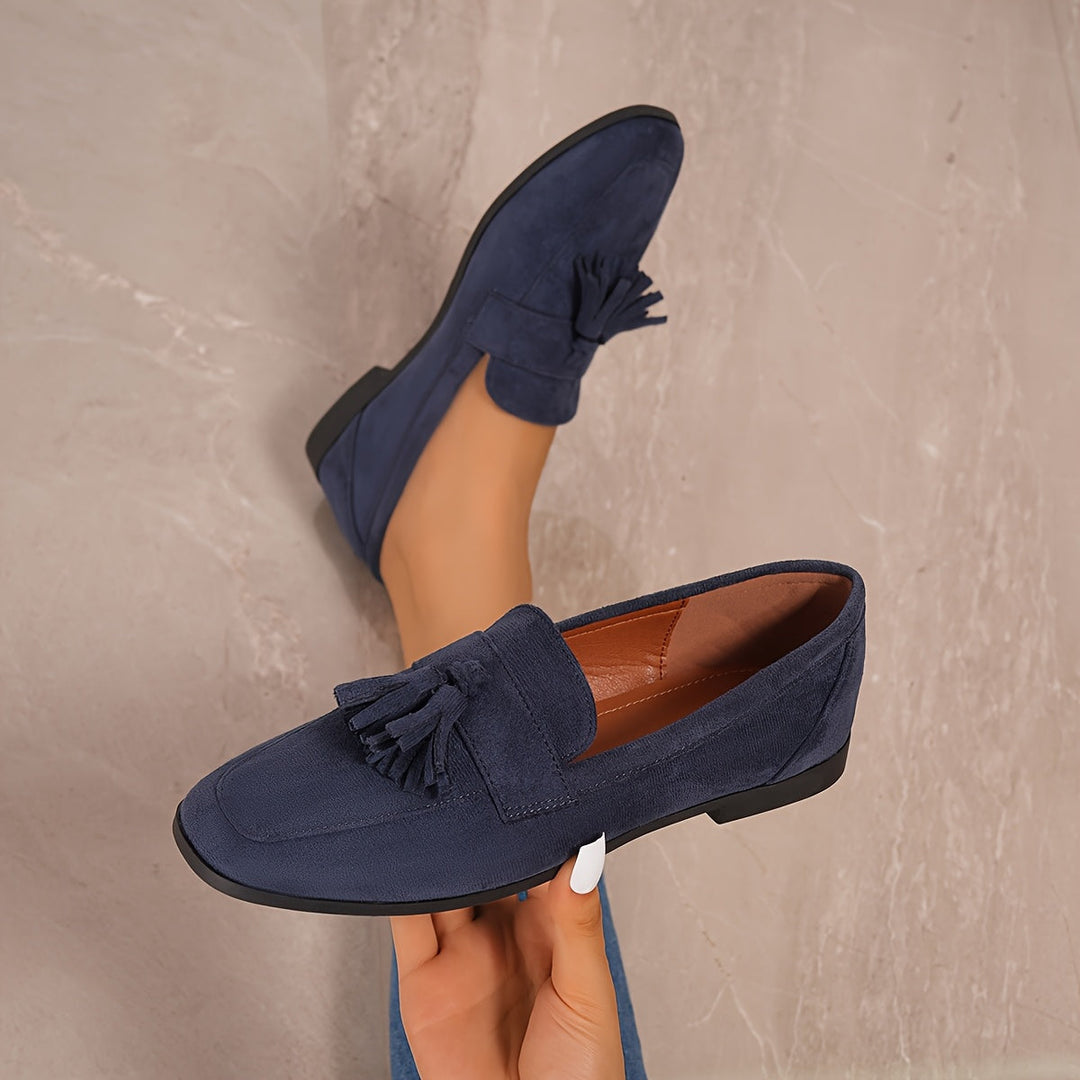 Mocassins Bleu Marine Confortables avec Talon Plat