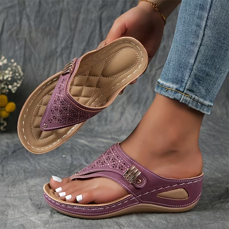 Sandales à Talon Wedge de Soutien avec Semelle Rembourrée et Confortable