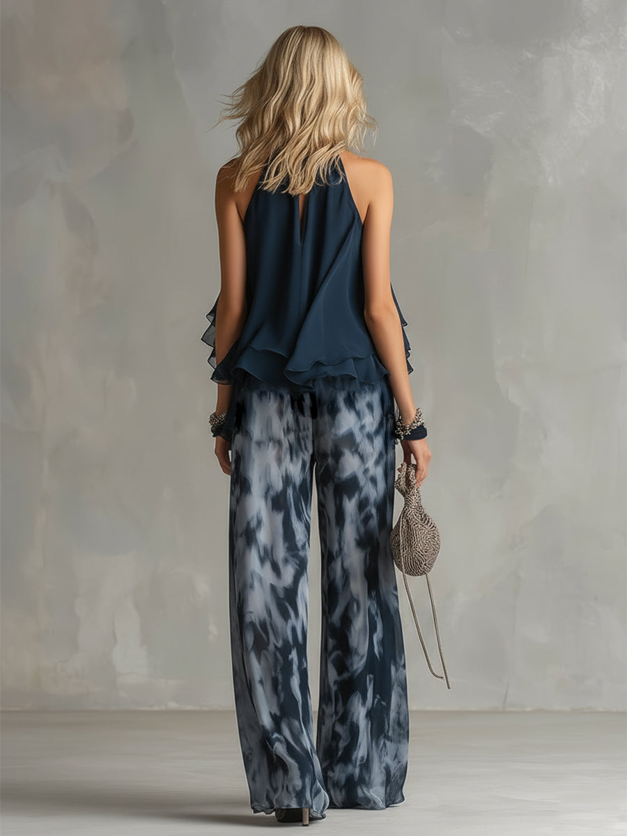 Maëlia | Ensemble fluide élégant avec pantalon à jambes larges