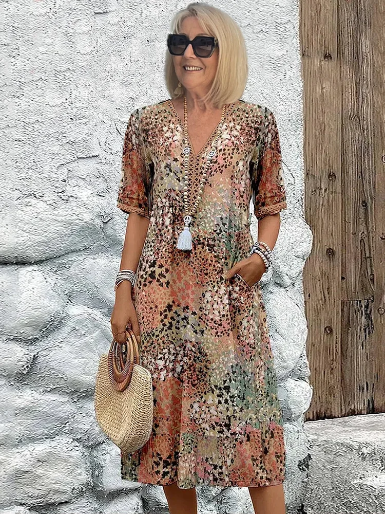 Roxanne™ | Vibrant Floral Midi Robe