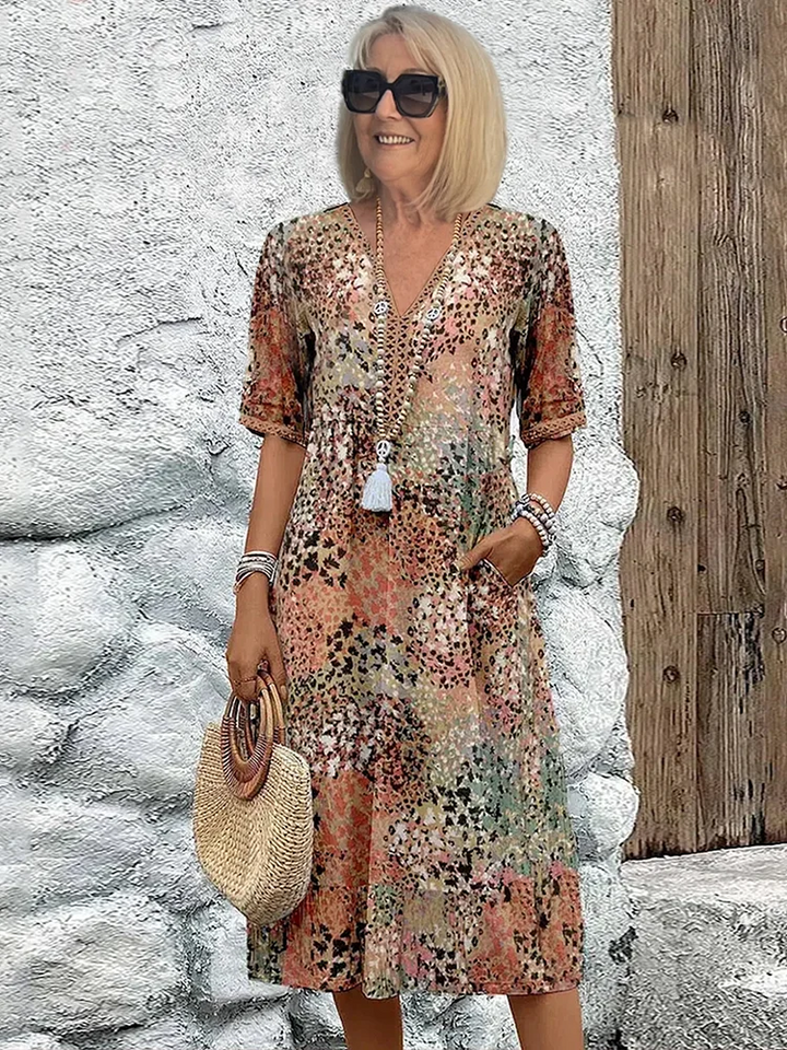 Roxanne™ | Vibrant Floral Midi Robe