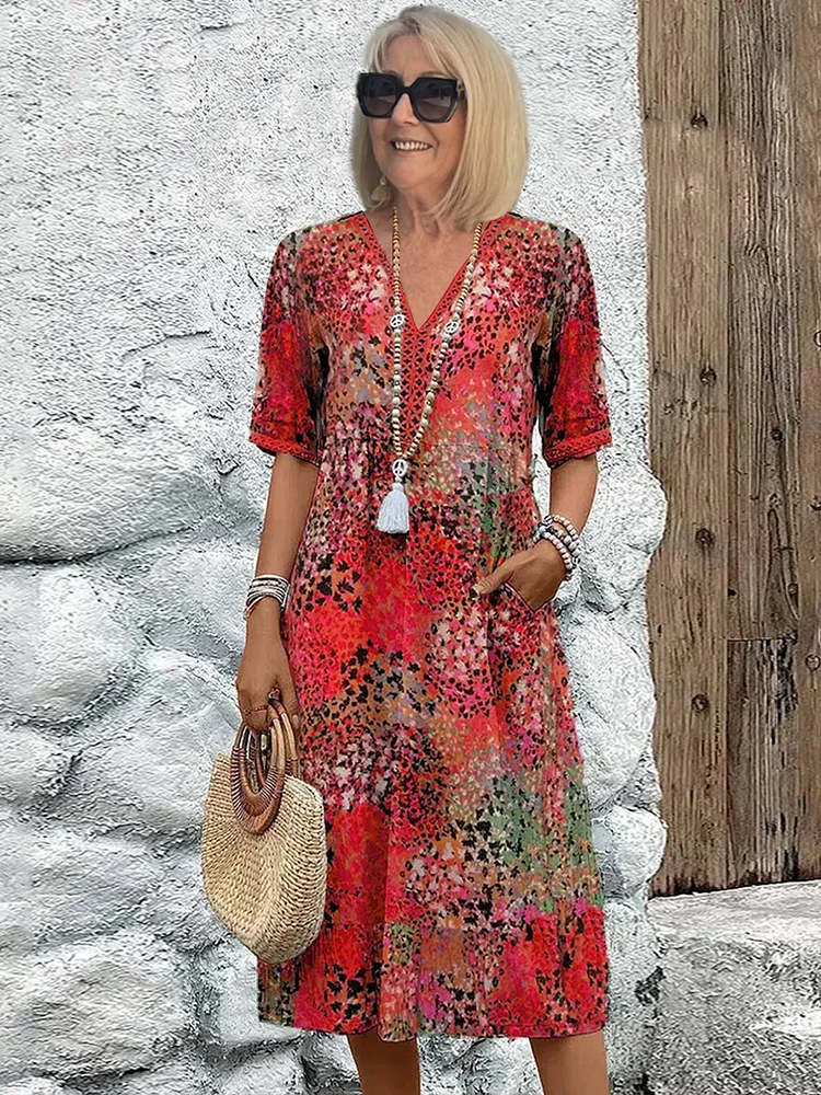Roxanne™ | Vibrant Floral Midi Robe