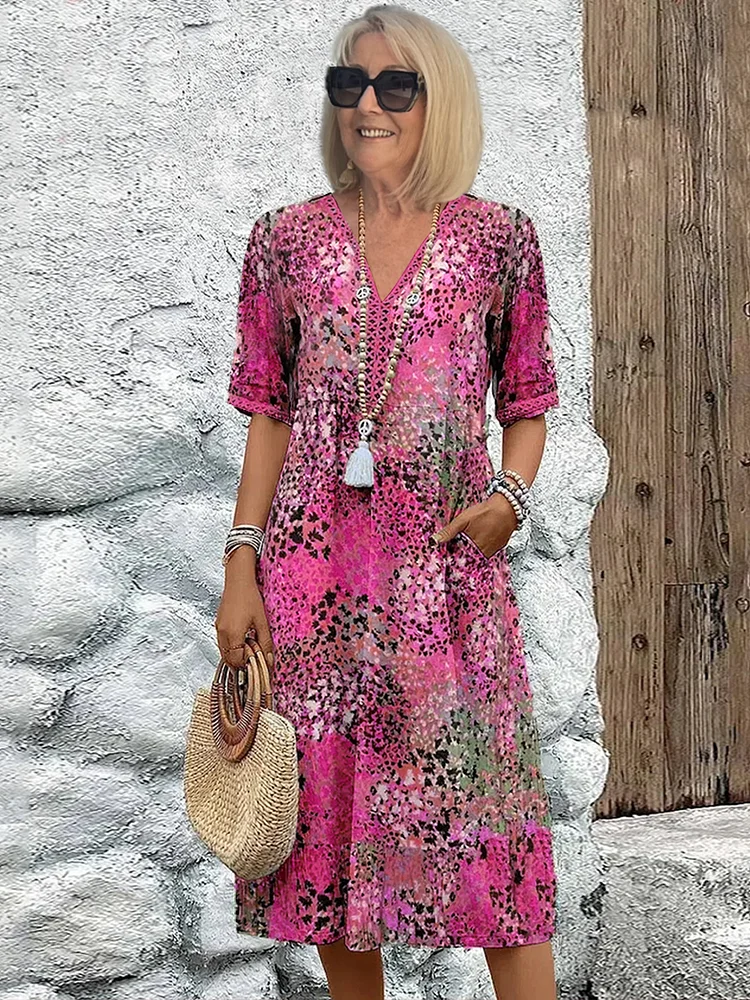 Roxanne™ | Vibrant Floral Midi Robe