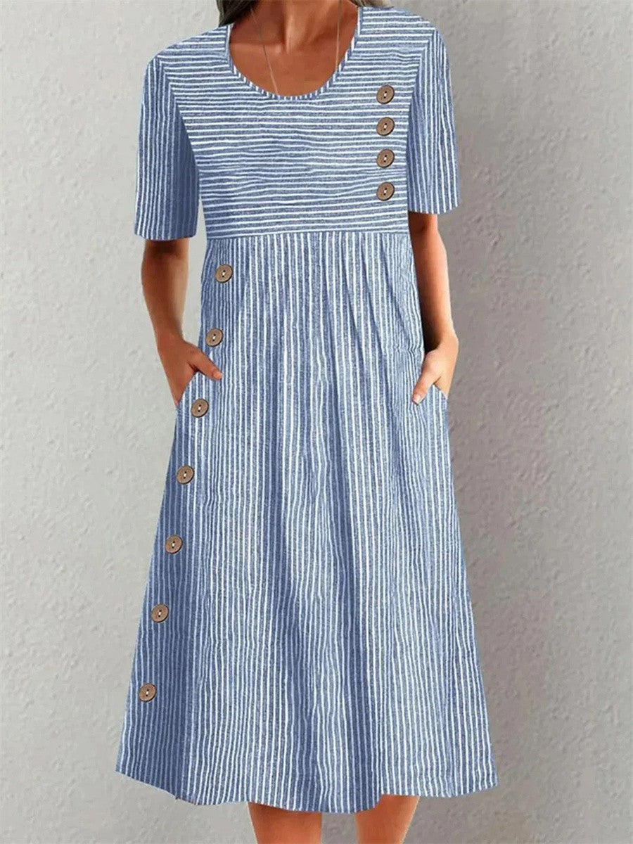 Coralie™ | Robe Maxi d'Été à Rayures Élégantes