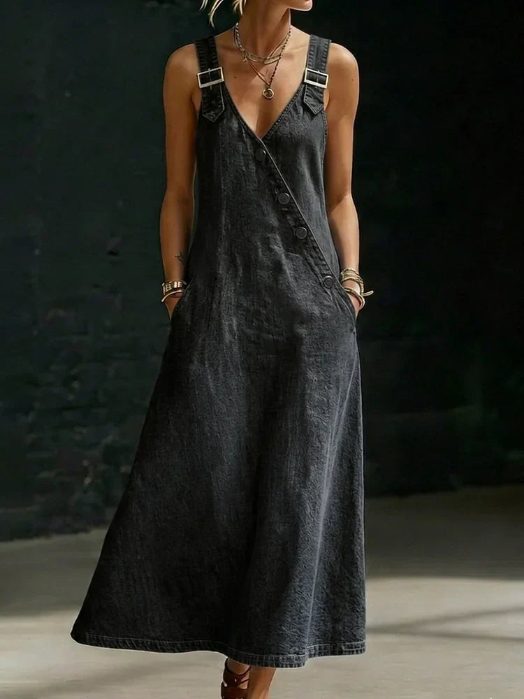 Vera | Robe Longue en Denim avec Boutons