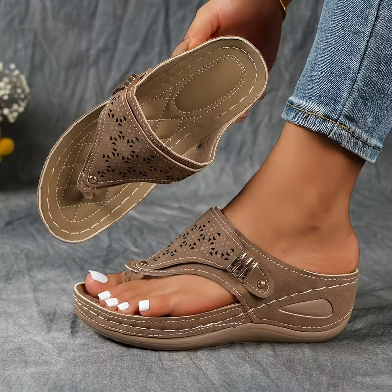 Sandales à Talon Wedge de Soutien avec Semelle Rembourrée et Confortable