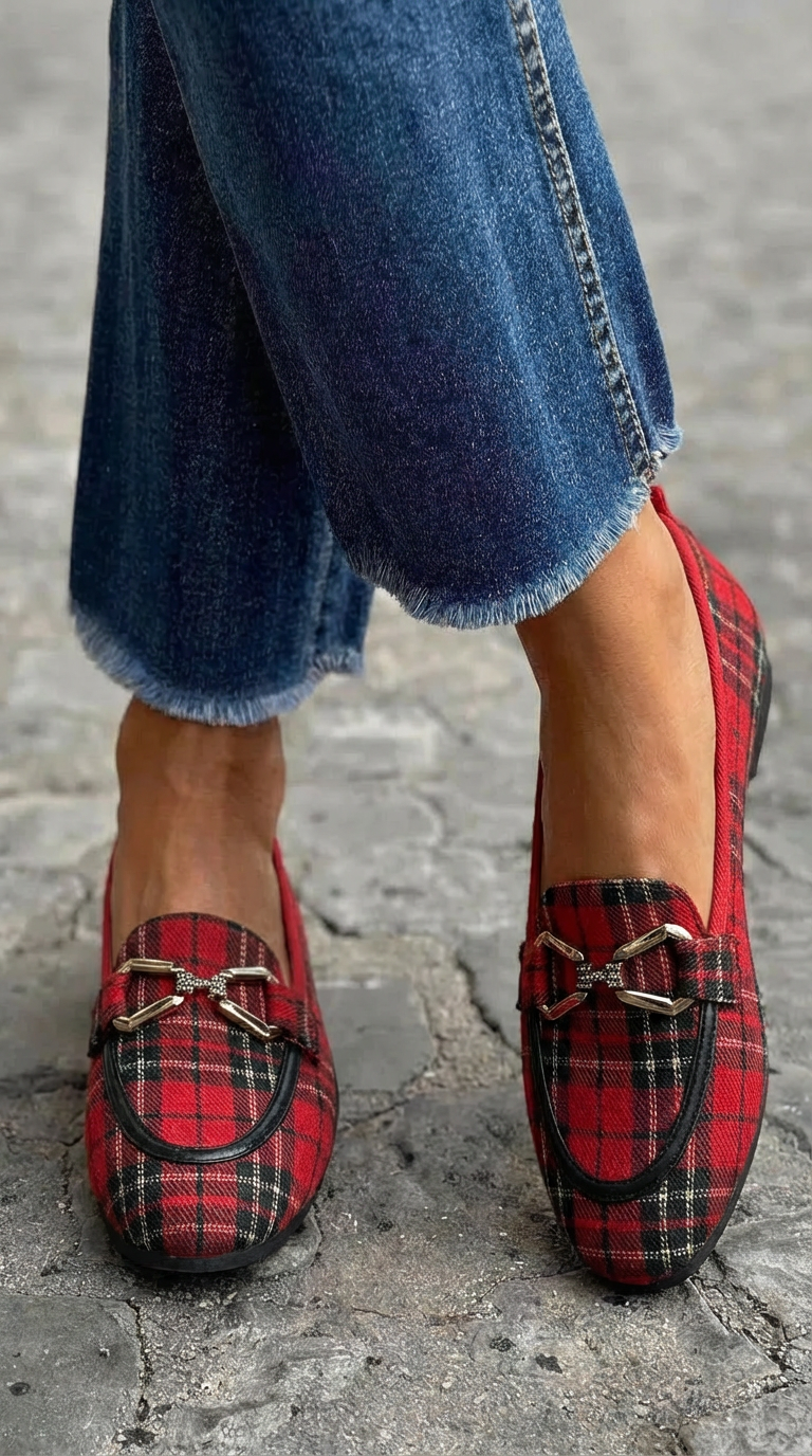 Vardit™ | Mocassins géométriques à carreaux dorés