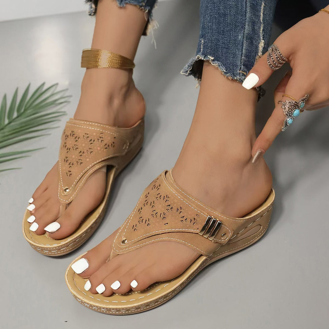 Sandales à Talon Wedge de Soutien avec Semelle Rembourrée et Confortable
