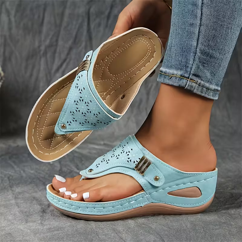 Sandales à Talon Wedge de Soutien avec Semelle Rembourrée et Confortable