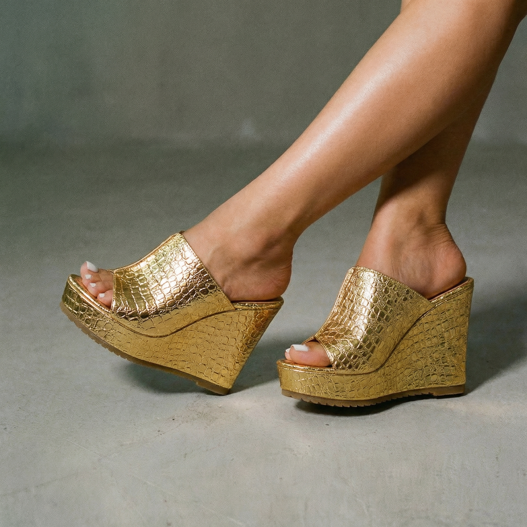 Elara | Luxe Brillant Wedge Sandals