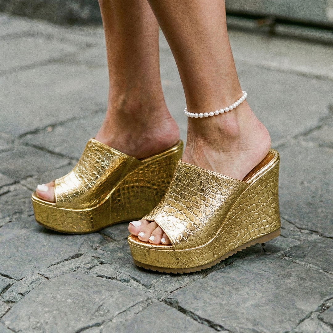 Elara | Luxe Brillant Wedge Sandals