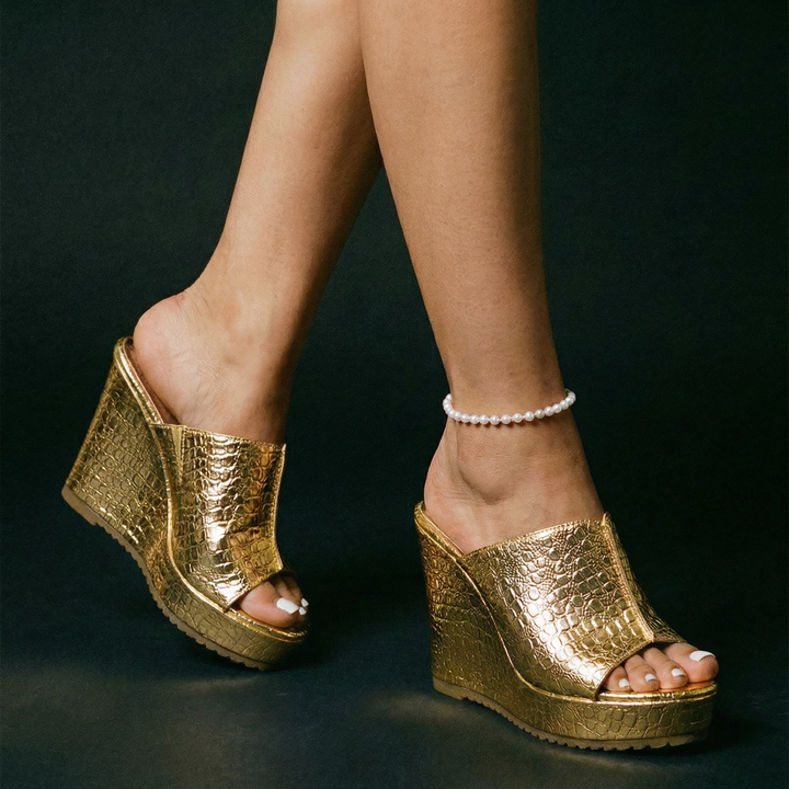 Elara | Luxe Brillant Wedge Sandals