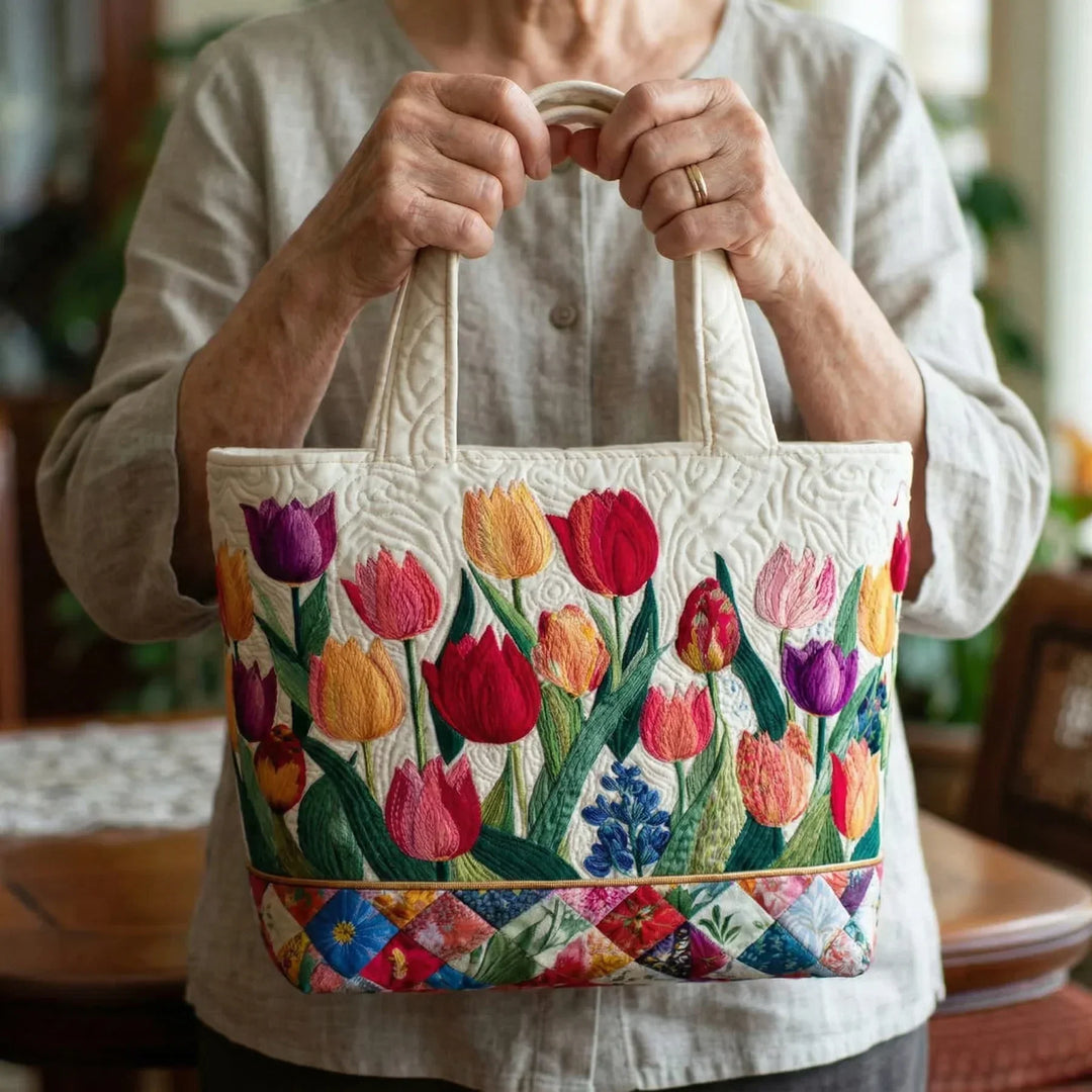 Sac fourre-tout matelassé - Jardin de tulipes