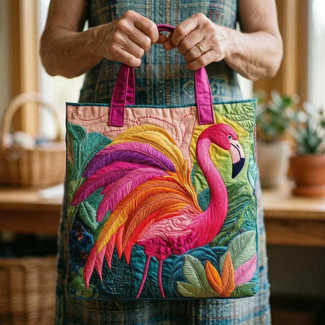 Sac artisanal | Flamant rose et couleurs arc-en-ciel