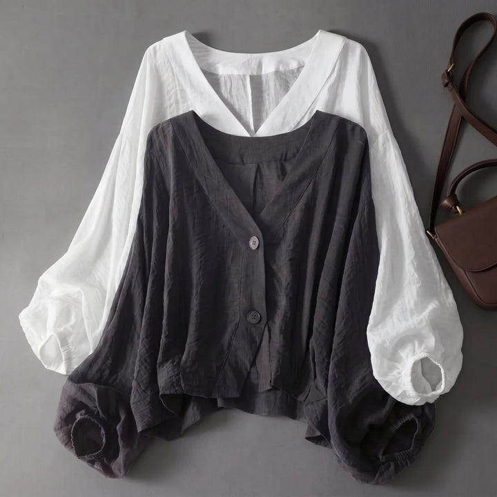 Éloria | Blouse ample élégante à manches bouffantes