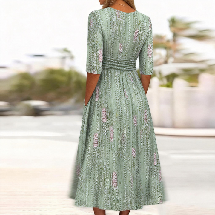 Celia | Robe midi élégante à décolleté en V