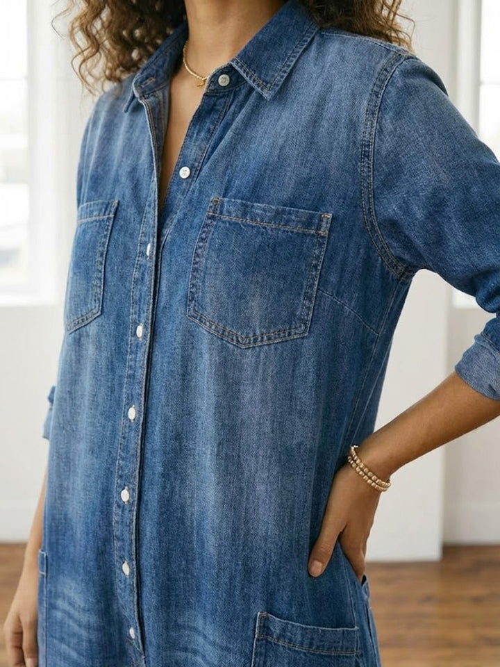 Diana | Salopette en denim vintage en coton lavé avec boutons