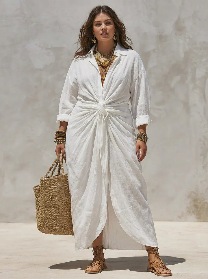 Maelys | Robe midi fluide nouée à la taille