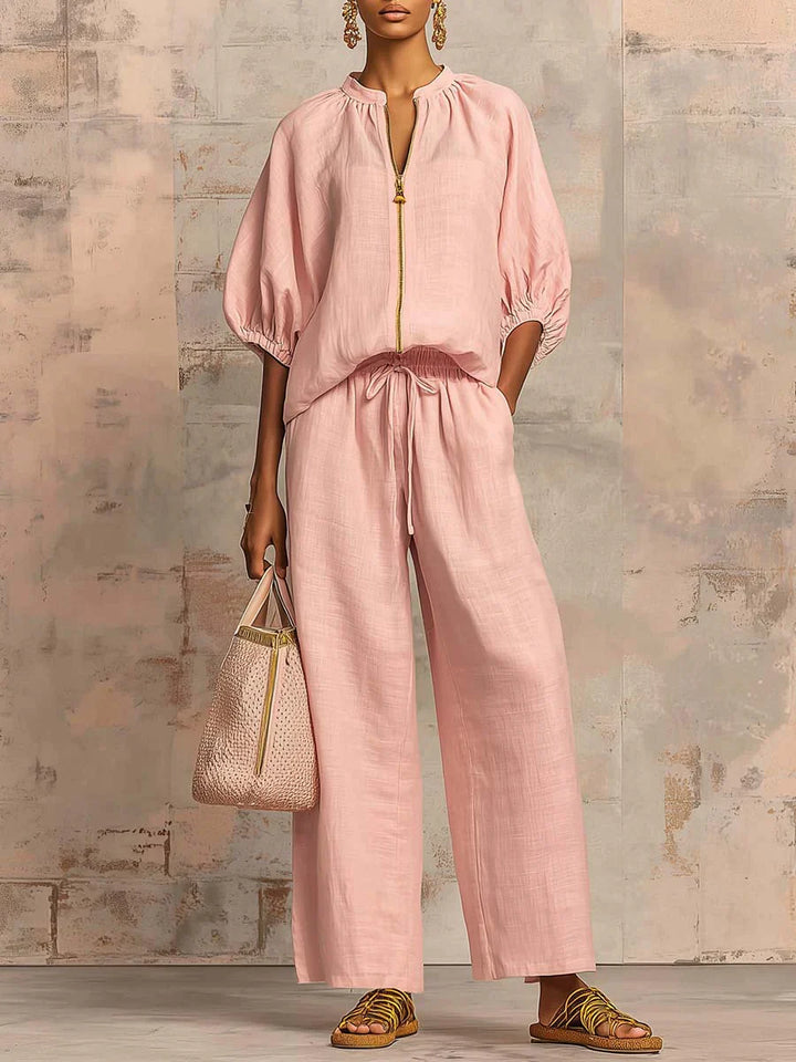 Alba | Ensemble Deux Pièces : Chemise Décontractée et Pantalon à Jambes Larges