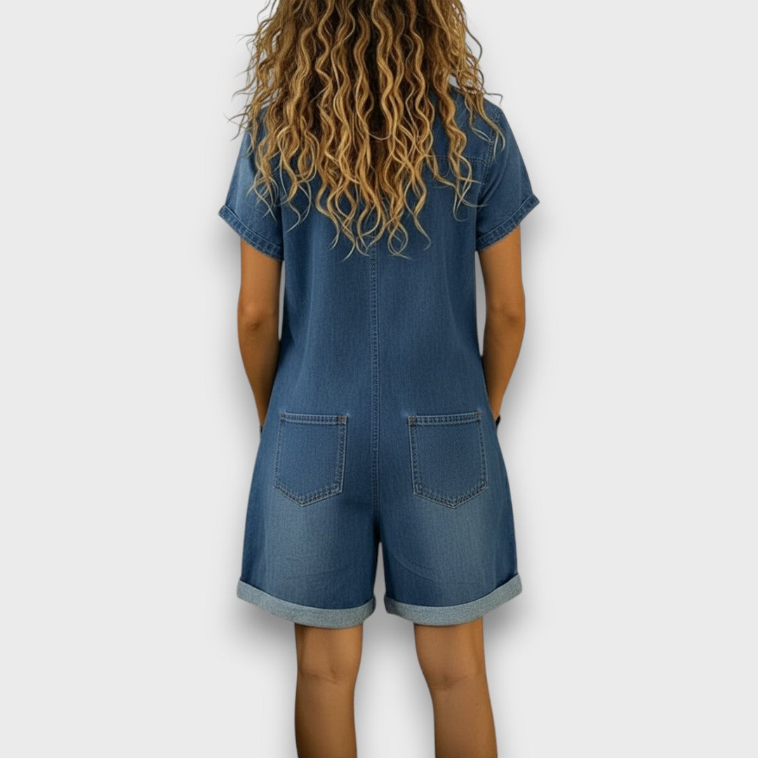 Joan | Salopette courte vintage en denim de coton