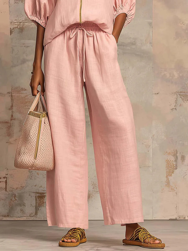 Alba | Ensemble Deux Pièces : Chemise Décontractée et Pantalon à Jambes Larges