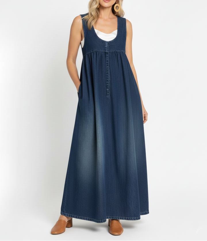 Karen | Robe Maxi en Denim Vintage Doux et Lavé" 

Rewritten: "Karen | Robe Maxi en Denim Vintage Doux et Délavé