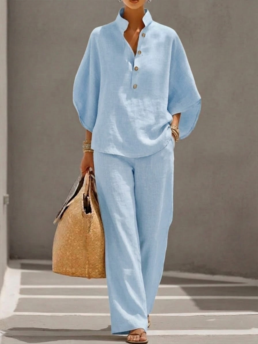 Mariel | Ensemble avec manches chauve-souris et pantalons larges