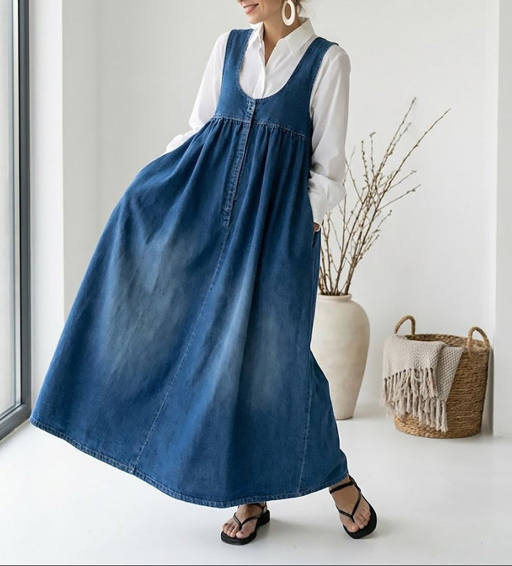 Karen | Robe Maxi en Denim Vintage Doux et Lavé" 

Rewritten: "Karen | Robe Maxi en Denim Vintage Doux et Délavé