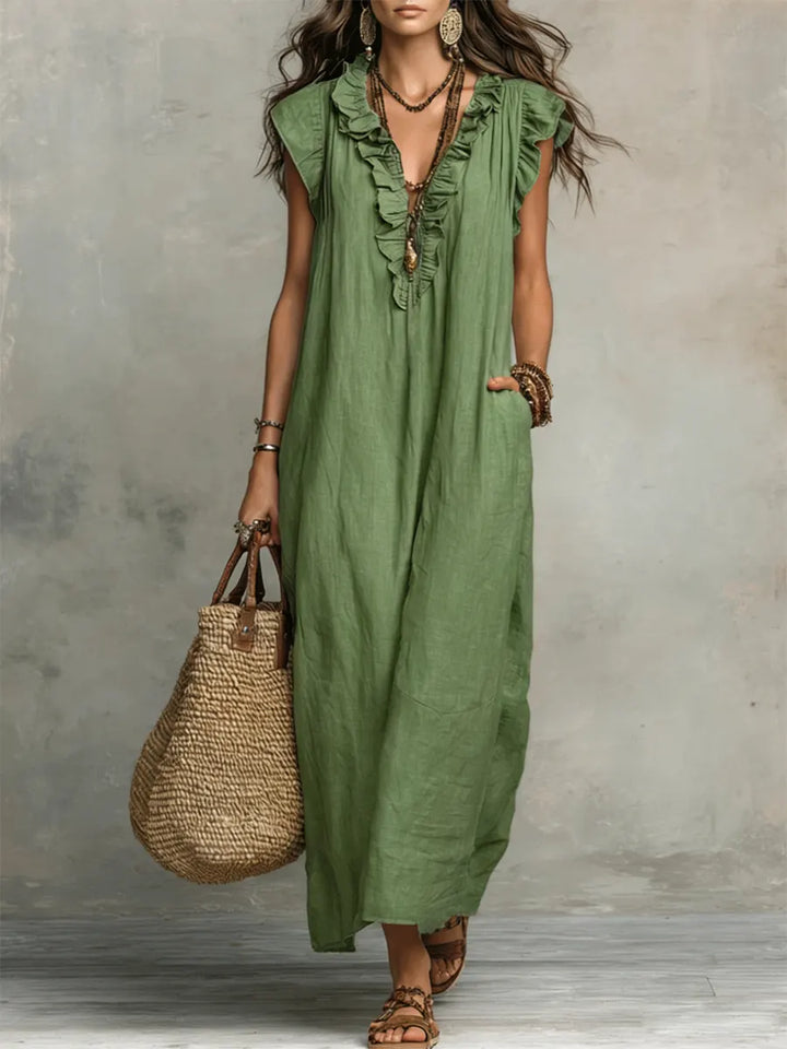 Amélia | Robe Longue Bohème En Lin Et Coton