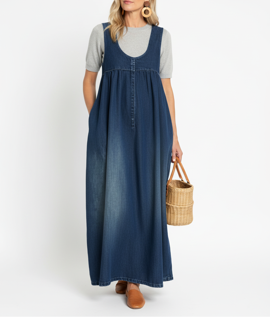 Karen | Robe Maxi en Denim Vintage Doux et Lavé" 

Rewritten: "Karen | Robe Maxi en Denim Vintage Doux et Délavé