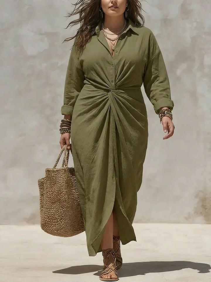 Maelys | Robe midi fluide nouée à la taille