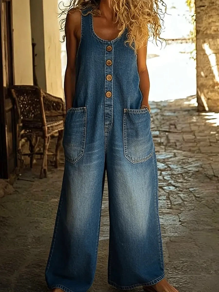 Ruth | Salopette en Denim Vintage Lavé 100% Coton