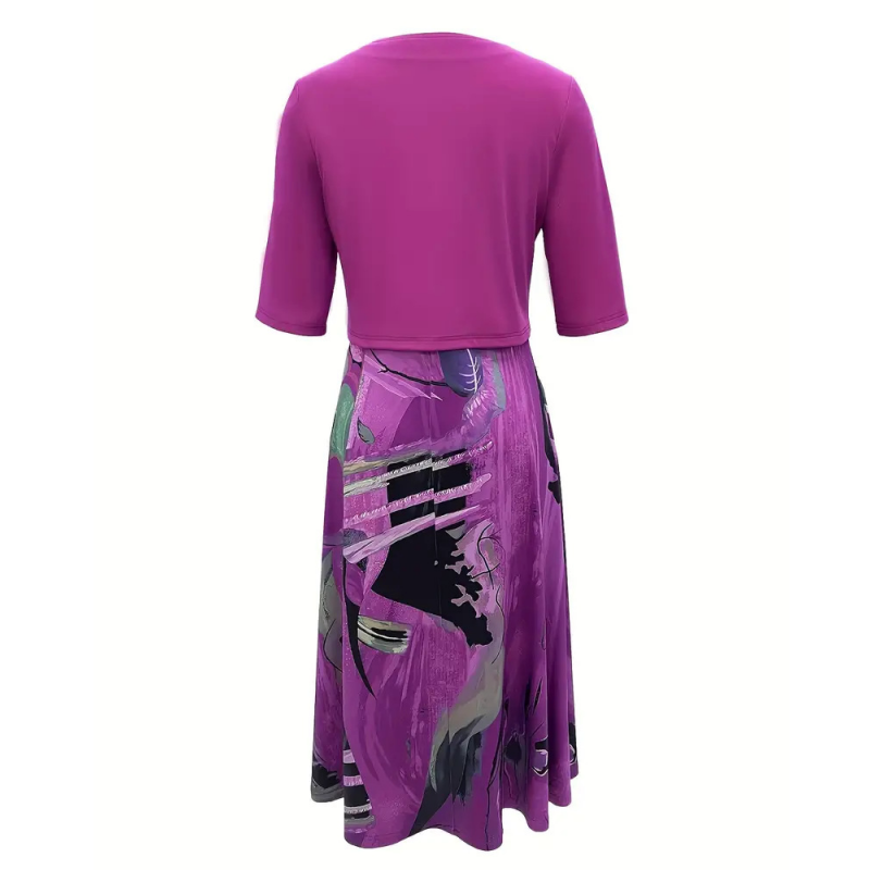 Robe midi imprimée avec veste légère assortie