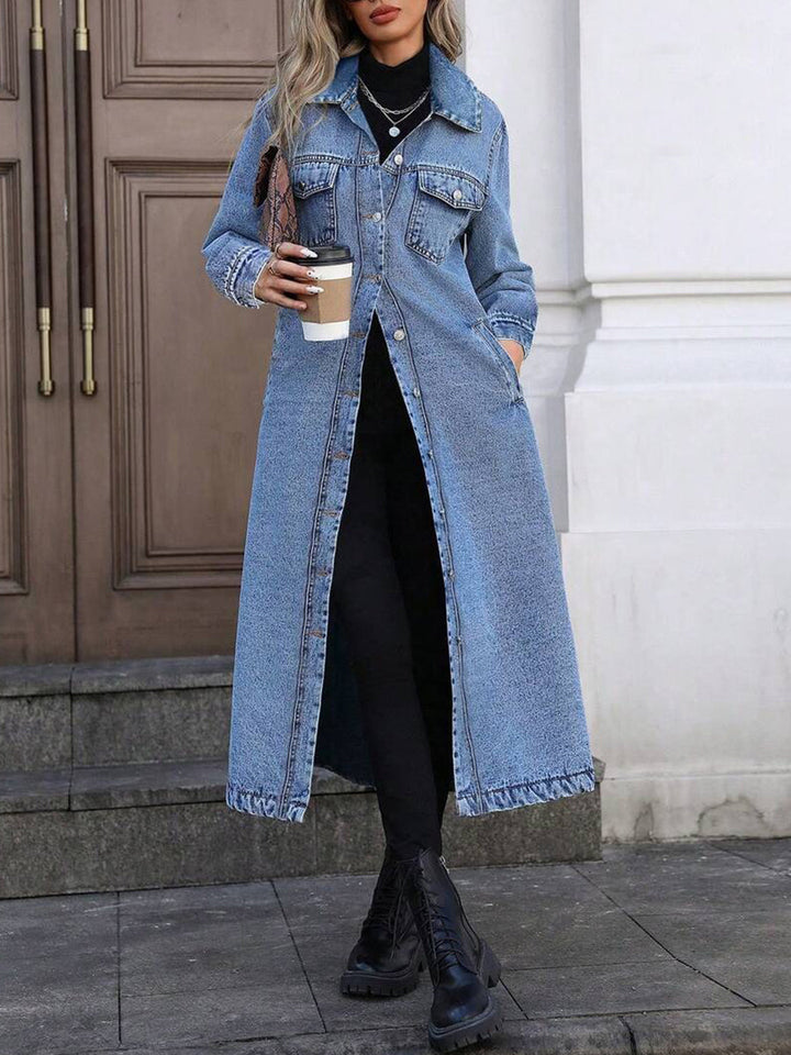 Maya | Longue Veste en Denim Élégante